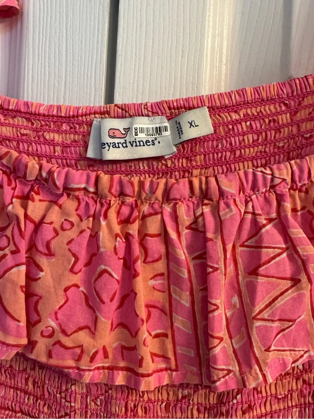 Vineyard Vines | Pink Ruffle Smocked Tiered Midi Women’s Dress Size XL
